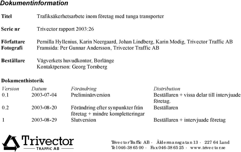 Version Datum Förändring Distribution 0.