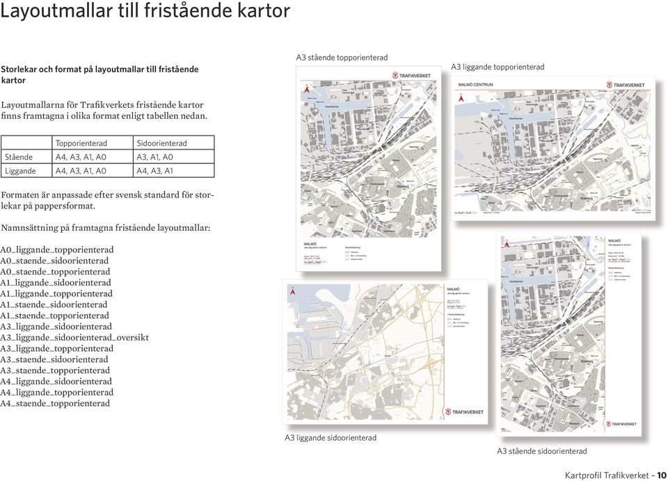 Topporienterad Sidoorienterad Stående A4, A3, A1, A0 A3, A1, A0 Liggande A4, A3, A1, A0 A4, A3, A1 Formaten är anpassade efter svensk standard för storlekar på pappersformat.