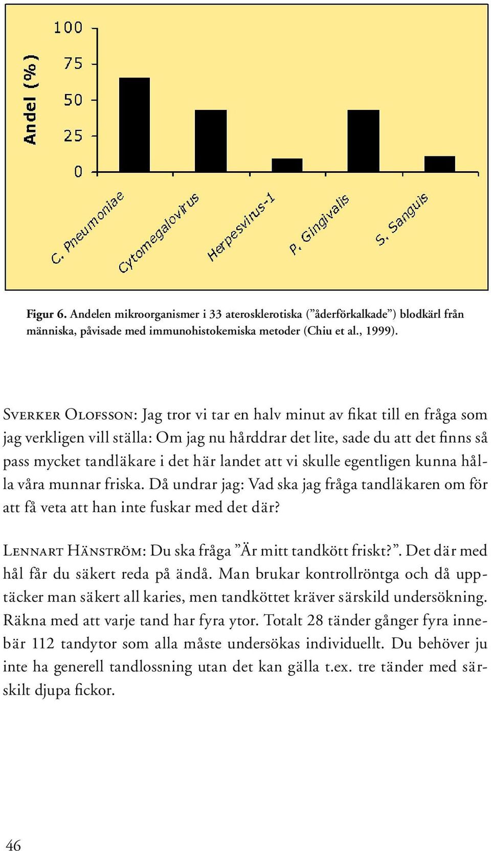 att vi skulle egentligen kunna hålla våra munnar friska. Då undrar jag: Vad ska jag fråga tandläkaren om för att få veta att han inte fuskar med det där?