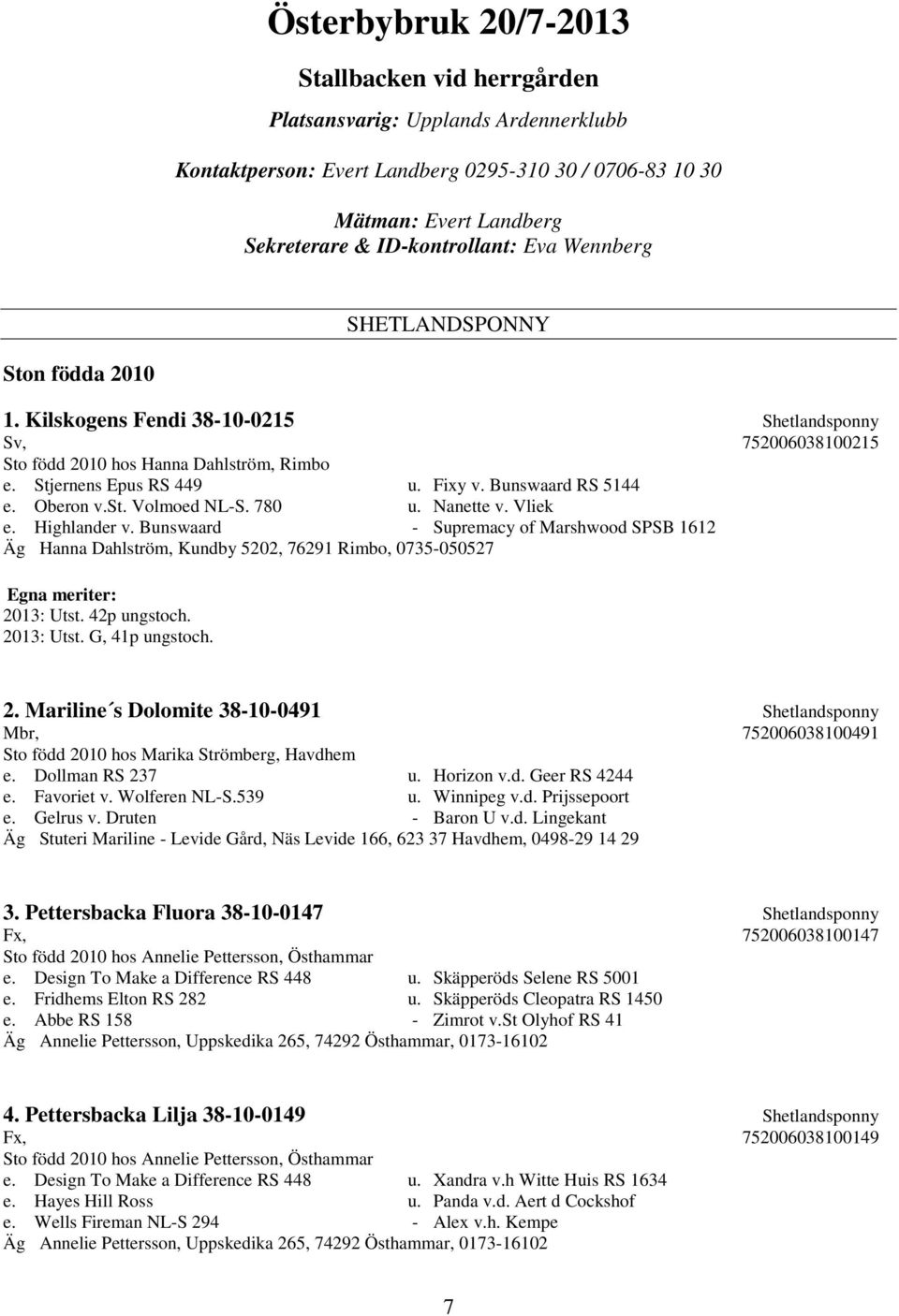 Bunswaard RS 5144 e. Oberon v.st. Volmoed NL-S. 780 u. Nanette v. Vliek e. Highlander v.