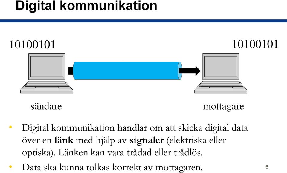 hjälp av signaler (elektriska eller optiska).