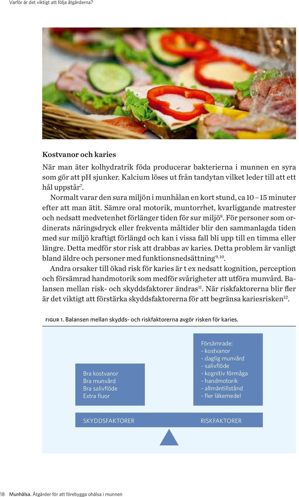 Sämre oral motorik, muntorrhet, kvarliggande matrester och nedsatt medvetenhet förlänger tiden för sur miljö 8.