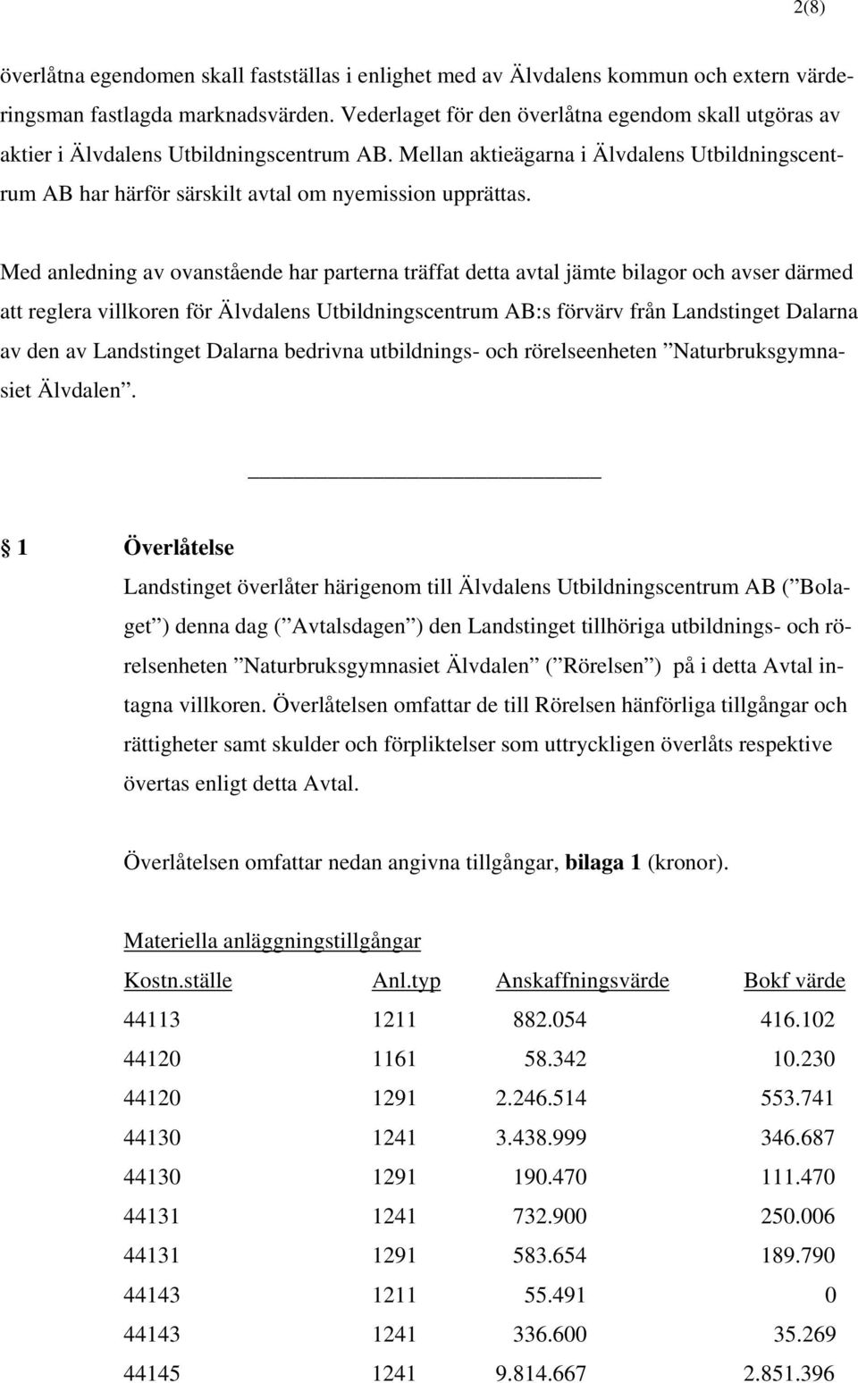 Avtal Om Overlatelse Av Rorelse Pdf Gratis Nedladdning