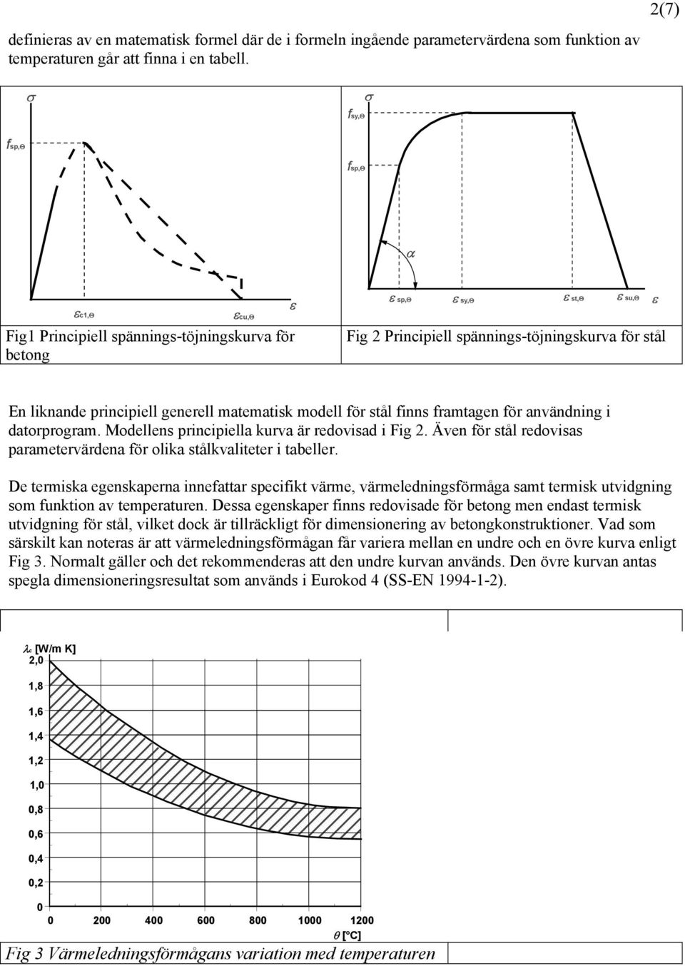 generell matematisk modell för stål finns framtagen för användning i datorprogram. Modellens principiella kurva är redovisad i Fig 2.
