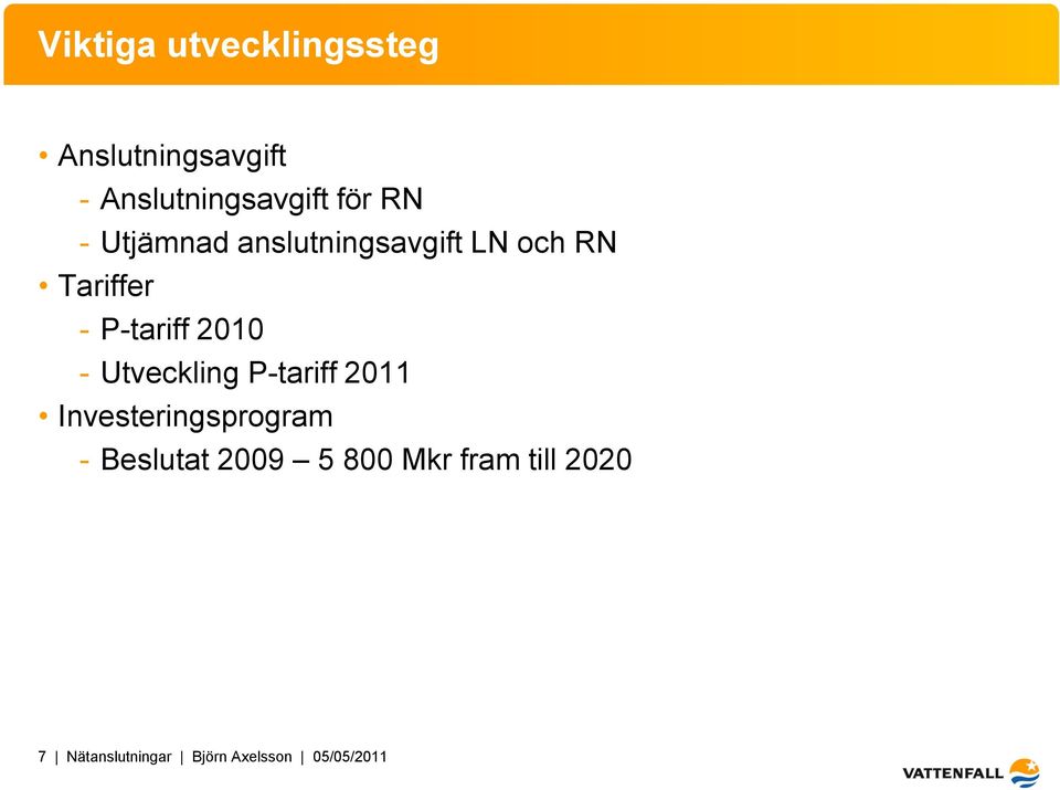 2010 - Utveckling P-tariff 2011 Investeringsprogram - Beslutat