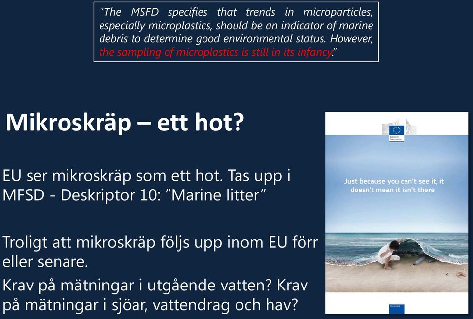 Mikroskräp ett hot? EU ser mikroskräp som ett hot.