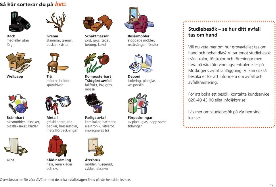 grovavfallet tas om hand och behandlas? Vi tar emot studiebesök från skolor, förskolor och föreningar med flera på våra återvinningscentraler eller på Moskogens avfallsanläggning.