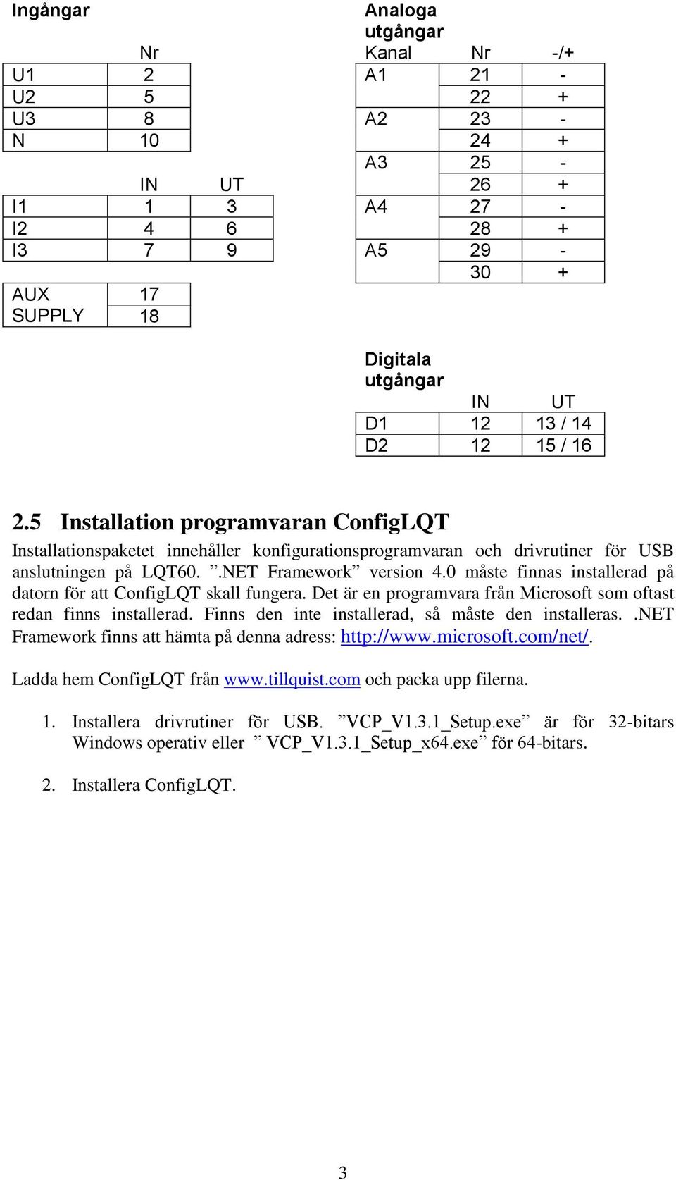 0 måste finnas installerad på datorn för att ConfigLQT skall fungera. Det är en programvara från Microsoft som oftast redan finns installerad. Finns den inte installerad, så måste den installeras.