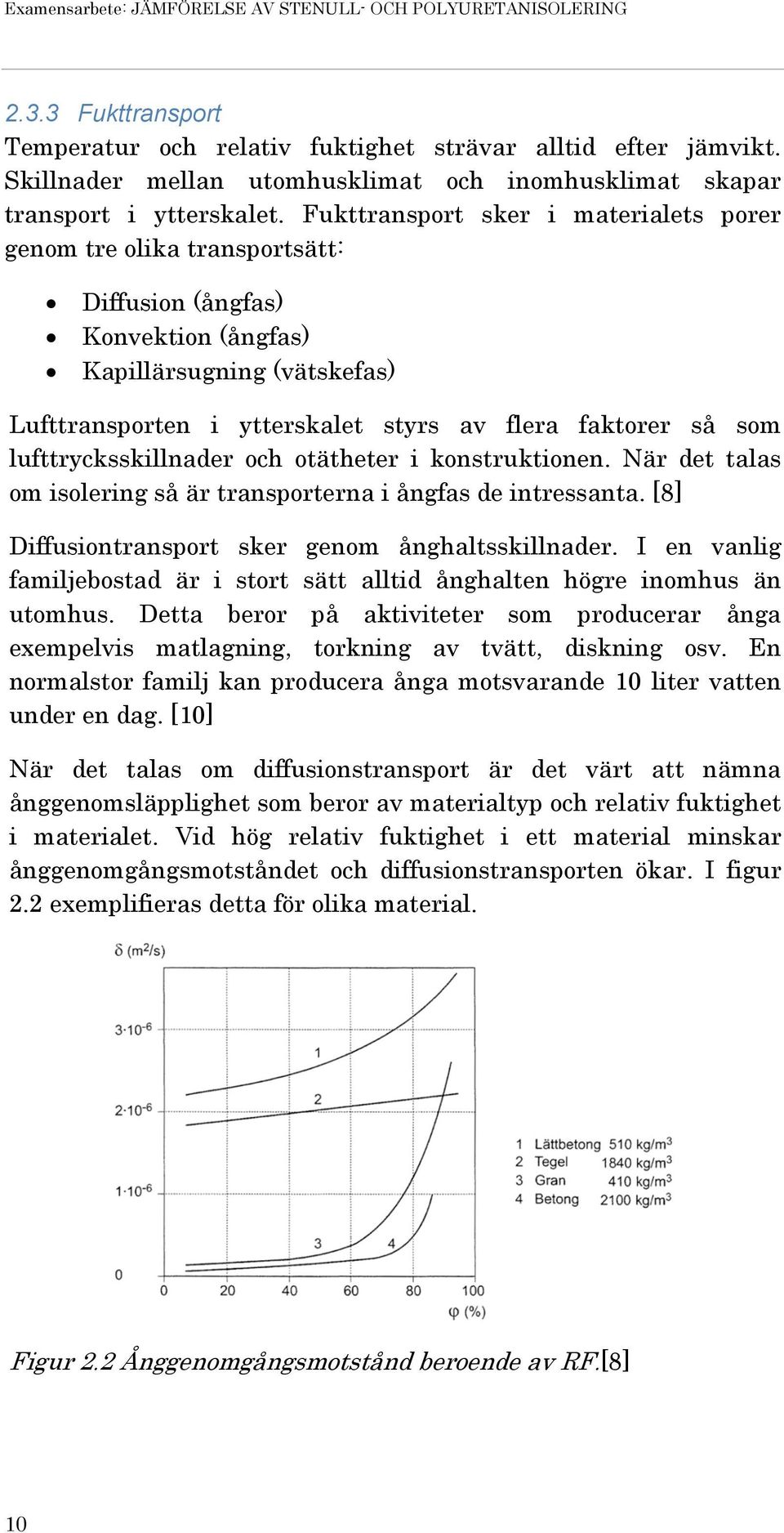 Fukttransport sker i materialets porer genom tre olika transportsätt: Diffusion (ångfas) Konvektion (ångfas) Kapillärsugning (vätskefas) Lufttransporten i ytterskalet styrs av flera faktorer så som