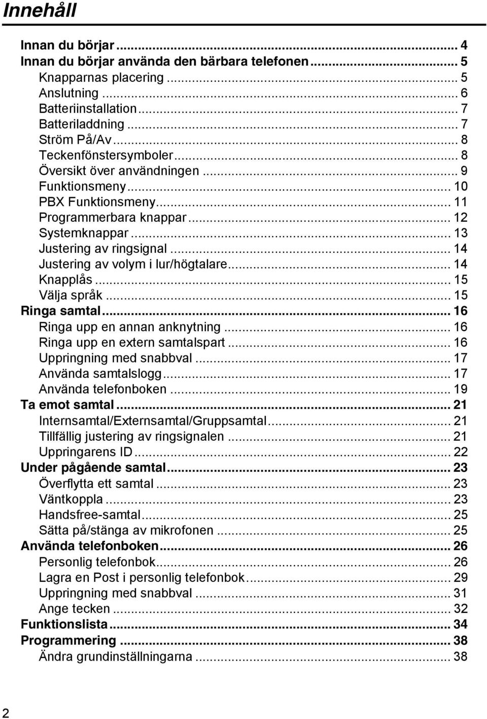 .. 14 Justering av volym i lur/högtalare... 14 Knapplås... 15 Välja språk... 15 Ringa samtal... 16 Ringa upp en annan anknytning... 16 Ringa upp en extern samtalspart... 16 Uppringning med snabbval.
