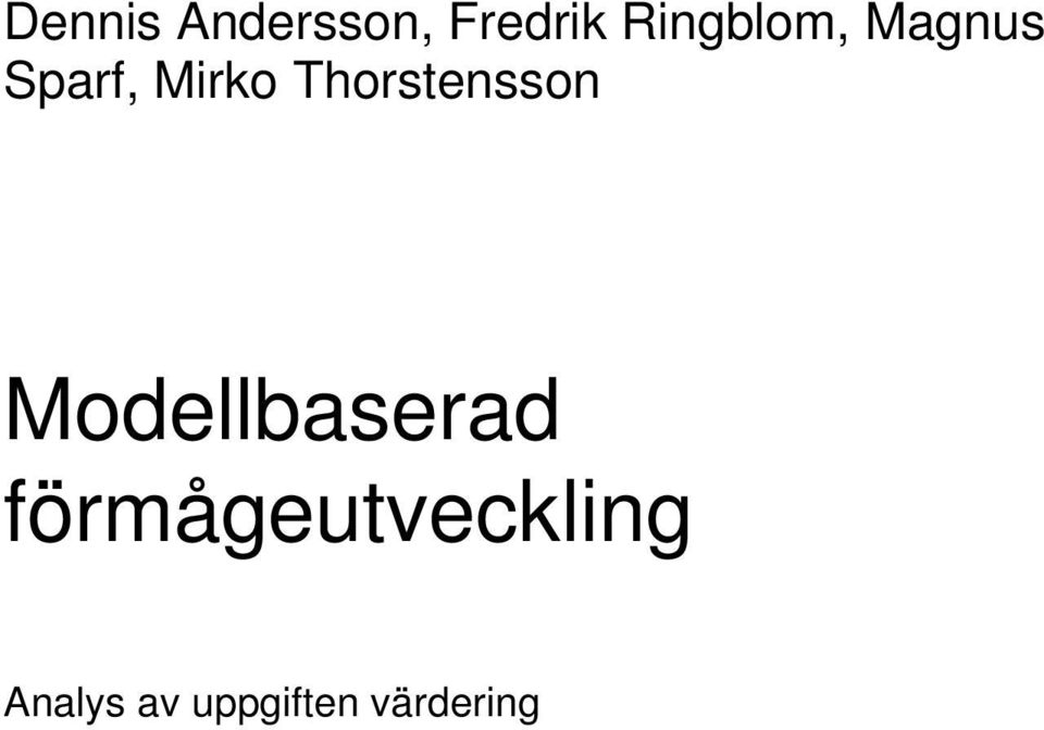 Thorstensson Modellbaserad