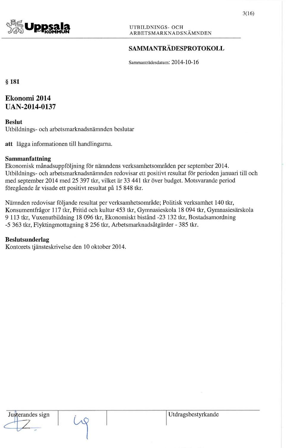 Motsvarande period föregående år visade ett positivt resultat på 15 848 tkr.