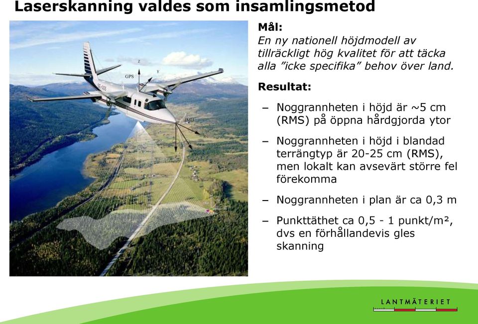 Resultat: Noggrannheten i höjd är ~5 cm (RMS) på öppna hårdgjorda ytor Noggrannheten i höjd i blandad