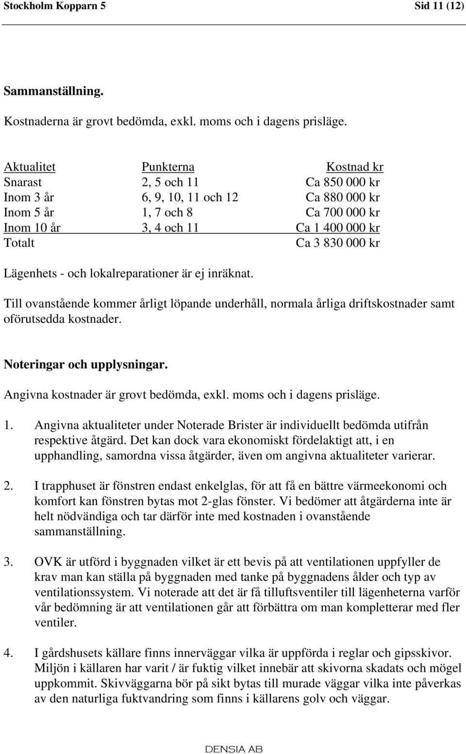 000 kr Lägenhets - och lokalreparationer är ej inräknat. Till ovanstående kommer årligt löpande underhåll, normala årliga driftskostnader samt oförutsedda kostnader. Noteringar och upplysningar.