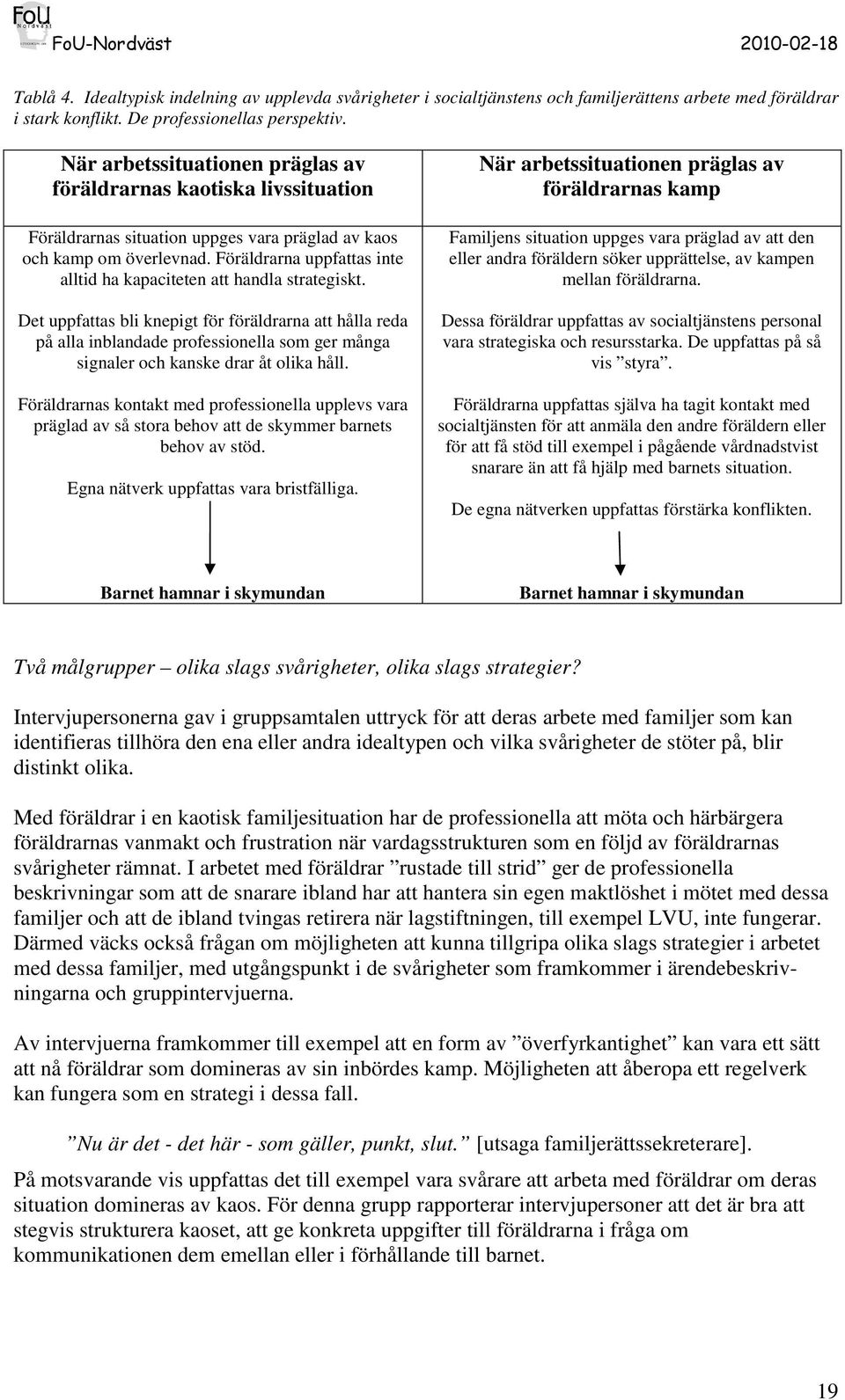 Föräldrarna uppfattas inte alltid ha kapaciteten att handla strategiskt.