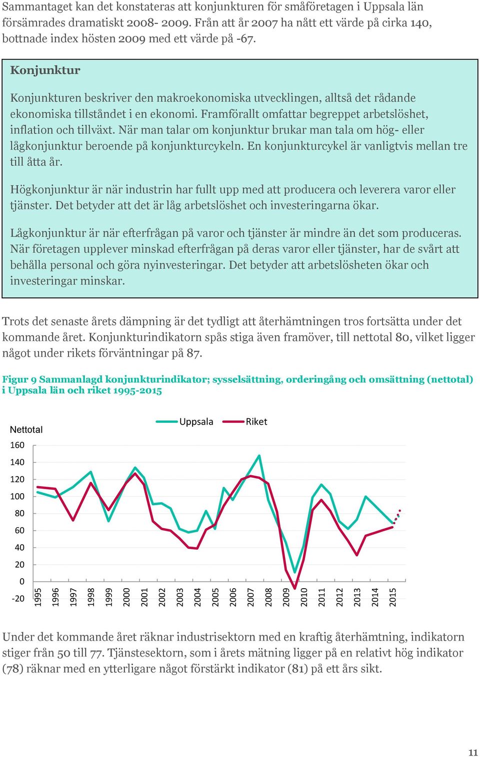 Konjunktur Konjunkturen beskriver den makroekonomiska utvecklingen, alltså det rådande ekonomiska tillståndet i en ekonomi. Framförallt omfattar begreppet arbetslöshet, inflation och tillväxt.