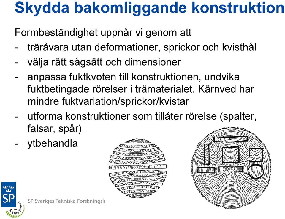 till konstruktionen, undvika fuktbetingade rörelser i trämaterialet.