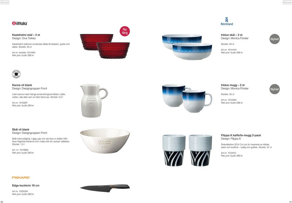 nr: 1014440 Rek pris i butik 298 kr Kanna vit blank Design: Designgruppen Front Inblue mugg 2 st Design: Monica Förster Nyhet Liten kanna med många användningsområden; mjölk, vatten, sås eller som en