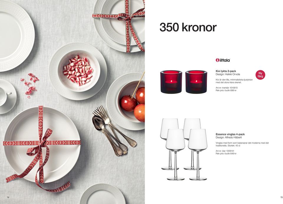 nr: tranbär 1015610 Rek pris i butik 698 kr Essence vinglas 4-pack Design: Alfredo