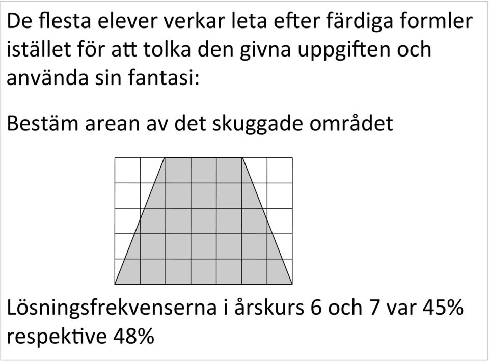 sin fantasi: Bestäm arean av det skuggade området