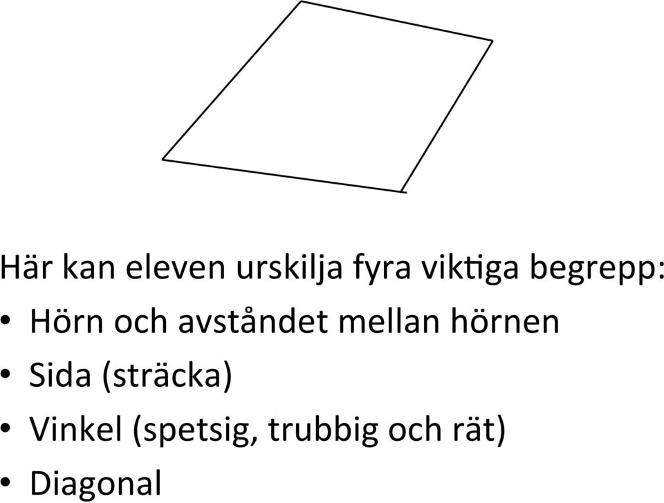 avståndet mellan hörnen Sida