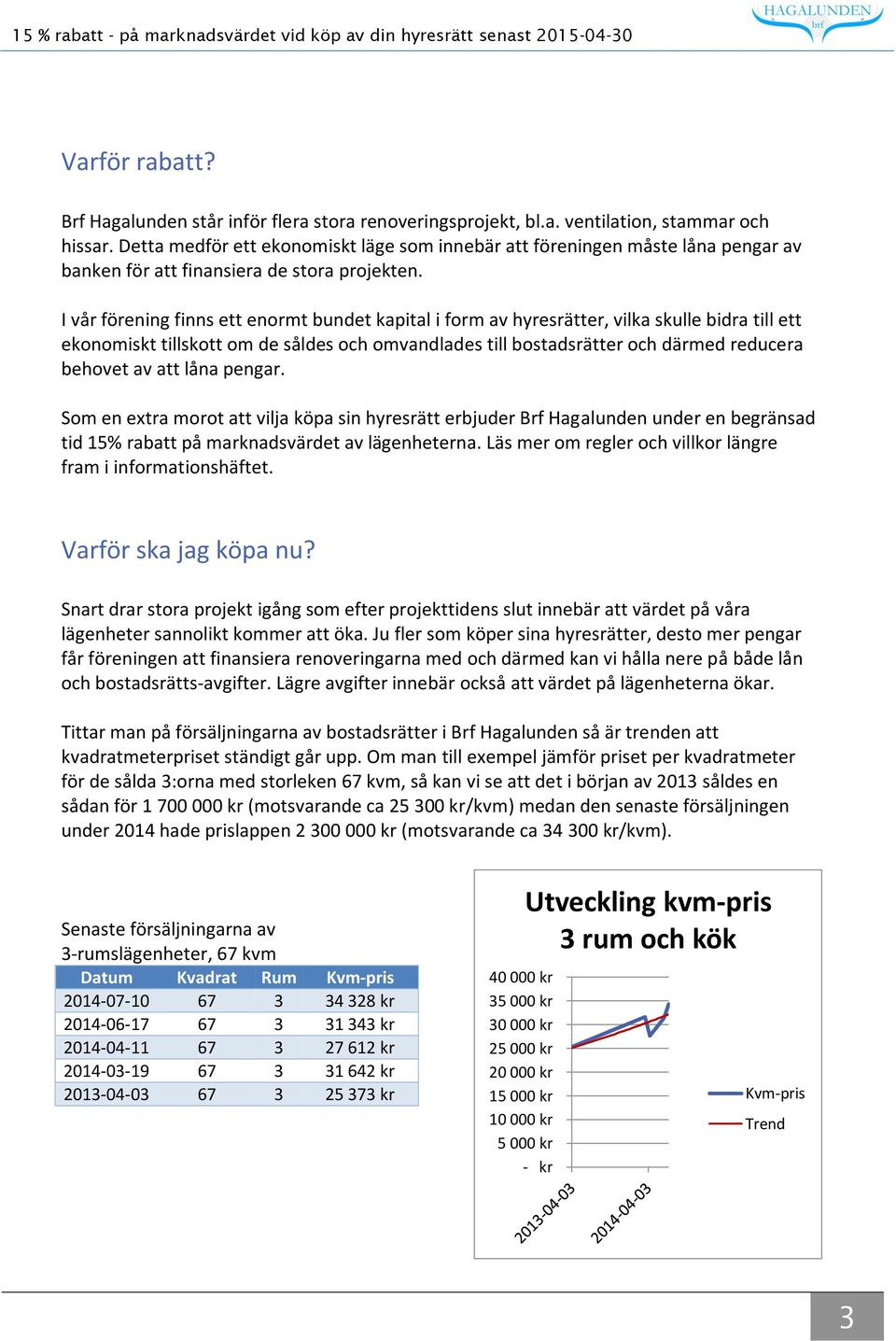 I vår förening finns ett enormt bundet kapital i form av hyresrätter, vilka skulle bidra till ett ekonomiskt tillskott om de såldes och omvandlades till bostadsrätter och därmed reducera behovet av