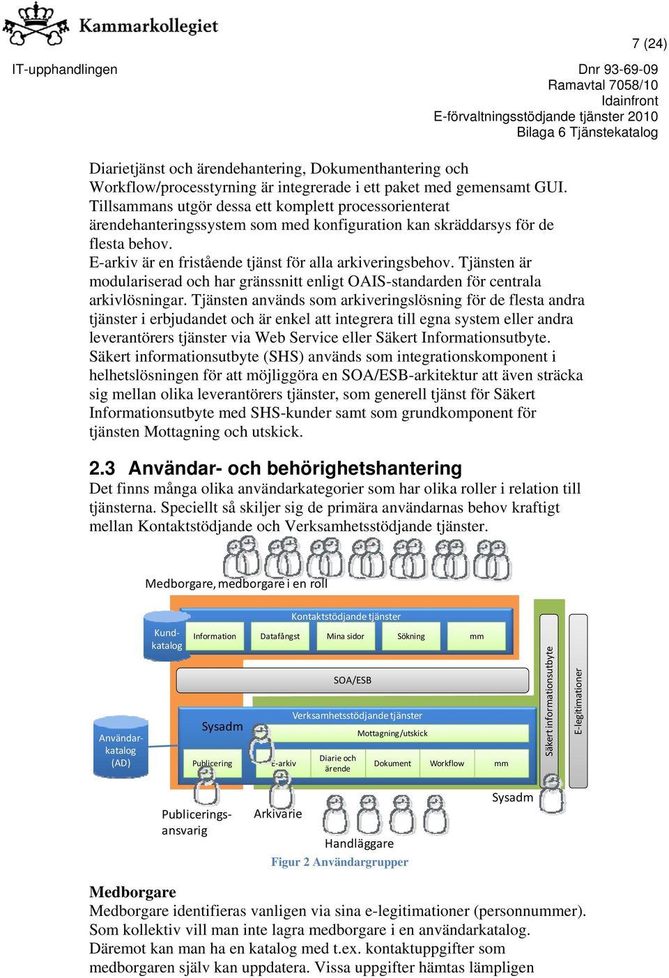 Tjänsten är modulariserad och har gränssnitt enligt OAIS-standarden för centrala arkivlösningar.