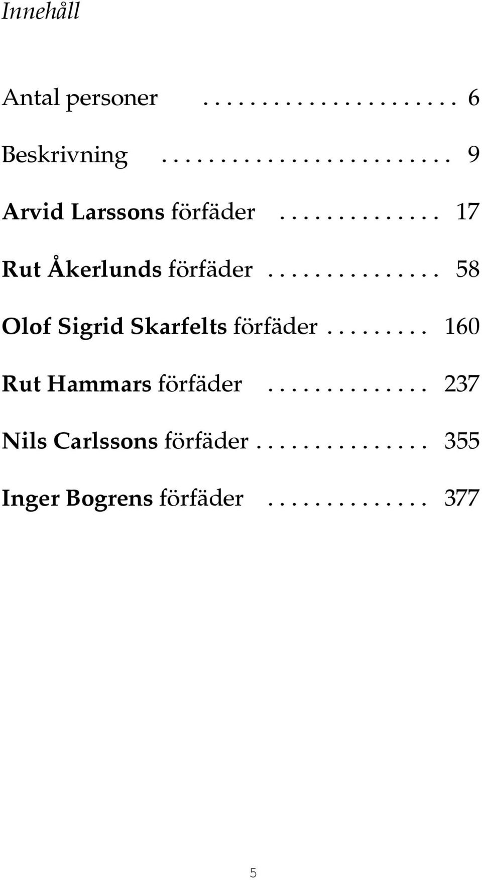 .............. 58 Olof Sigrid Skarfelts förfäder......... 160 Rut Hammars förfäder.