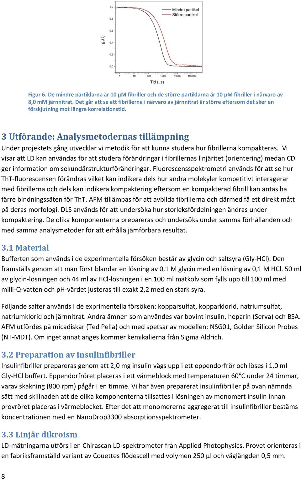 3 Utförande: Analysmetodernas tillämpning Under projektets gång utvecklar vi metodik för att kunna studera hur fibrillerna kompakteras.