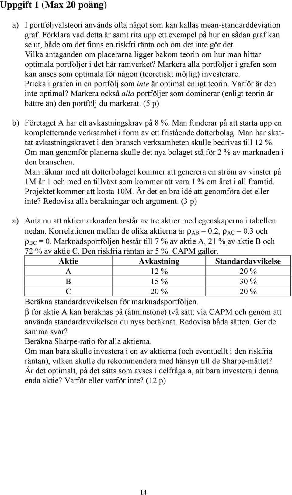 Vilka antaganden om placerarna ligger bakom teorin om hur man hittar optimala portföljer i det här ramverket?