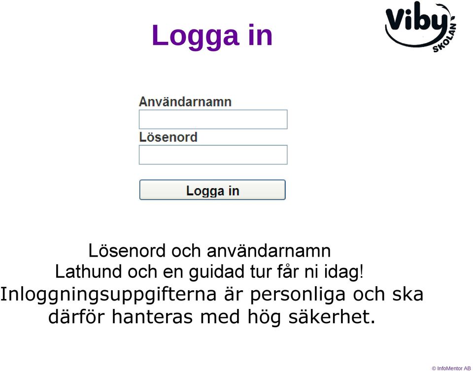 Inloggningsuppgifterna är personliga