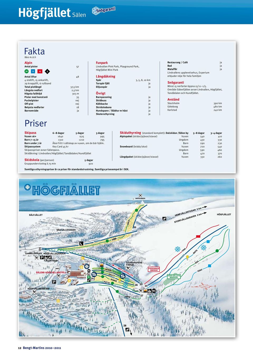 Skipass 6 8 dagar 5 dagar 3 dagar Vuxen 16+ 1640 1515 995 Barn 7 15 år 1310 1210 795 Barn under 7 år Åker fritt i sällskap av vuxen, om de bär hjälm.