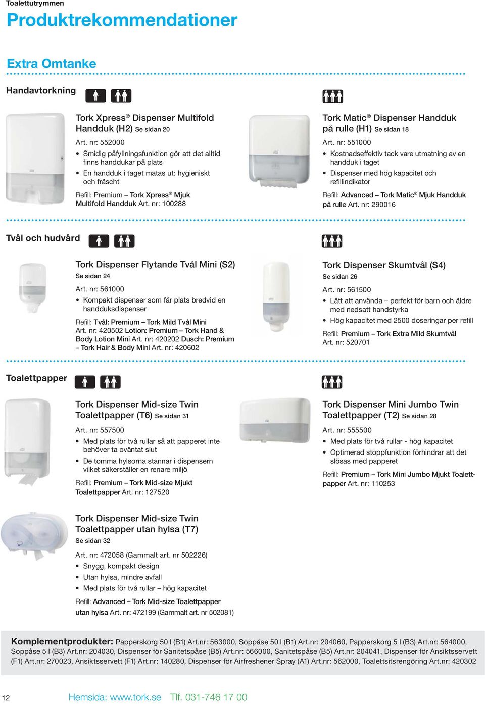 nr: 100288 Tork Matic Dispenser Handduk på rulle (H1) Se sidan 18 Art.
