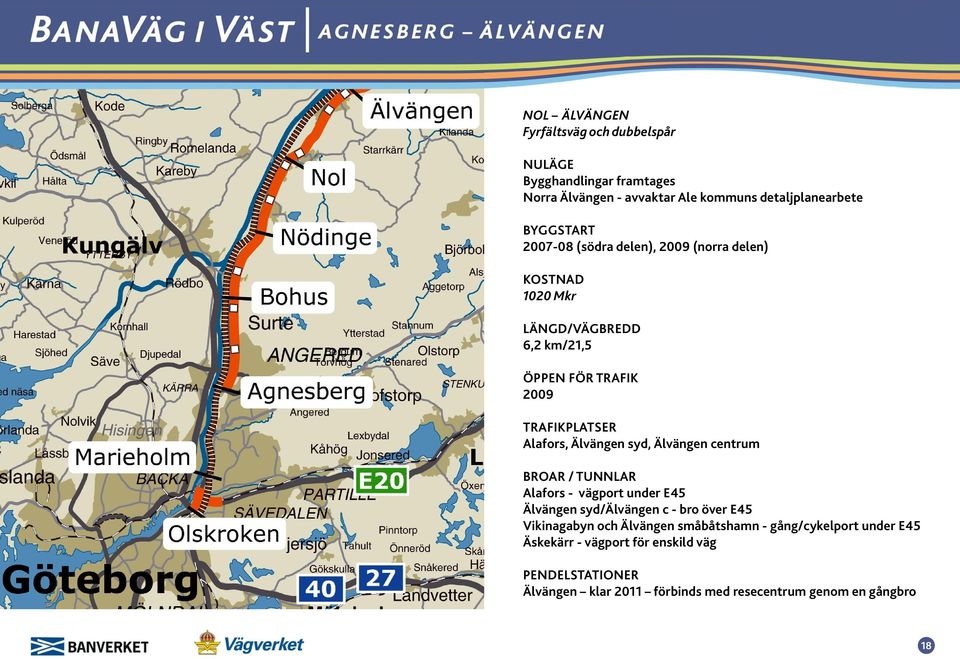 Älvängen centrum BROAR / TUNNLAR Alafors - vägport under E45 Älvängen syd/älvängen c - bro över E45 Vikinagabyn och Älvängen