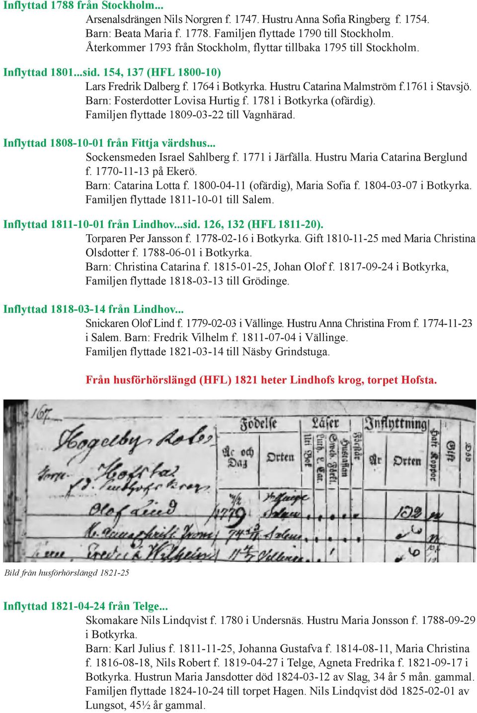 Barn: Fosterdotter Lovisa Hurtig f. 1781 i Botkyrka (ofärdig). Familjen flyttade 1809-03-22 till Vagnhärad. Inflyttad 1808-10-01 från Fittja värdshus... Sockensmeden Israel Sahlberg f.