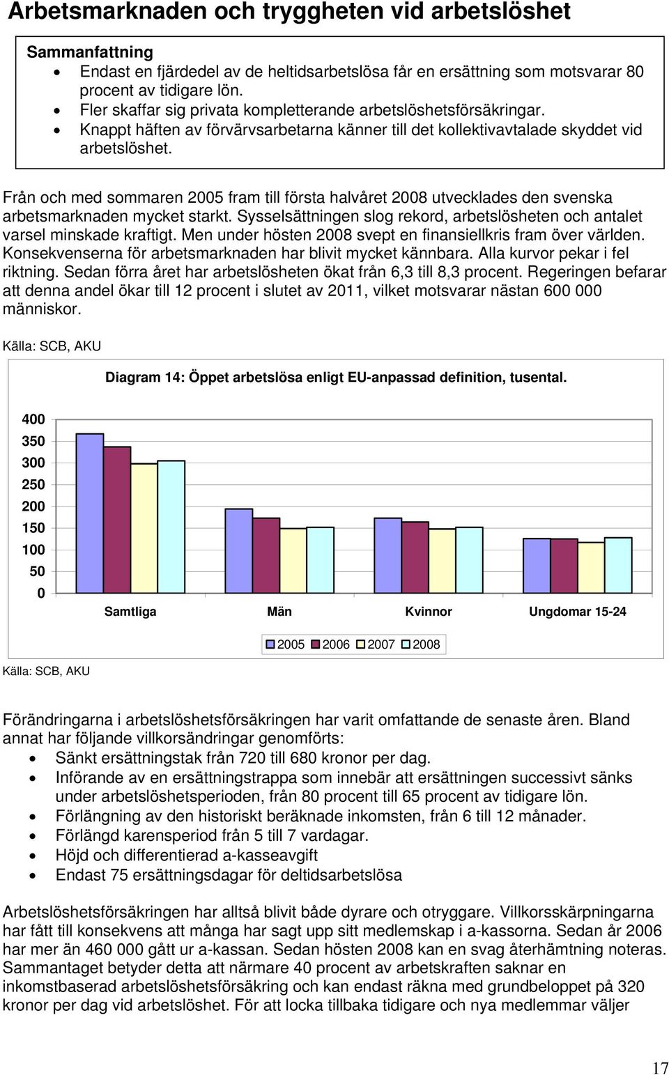 Från och med sommaren 2005 fram till första halvåret 2008 utvecklades den svenska arbetsmarknaden mycket starkt. Sysselsättningen slog rekord, arbetslösheten och antalet varsel minskade kraftigt.