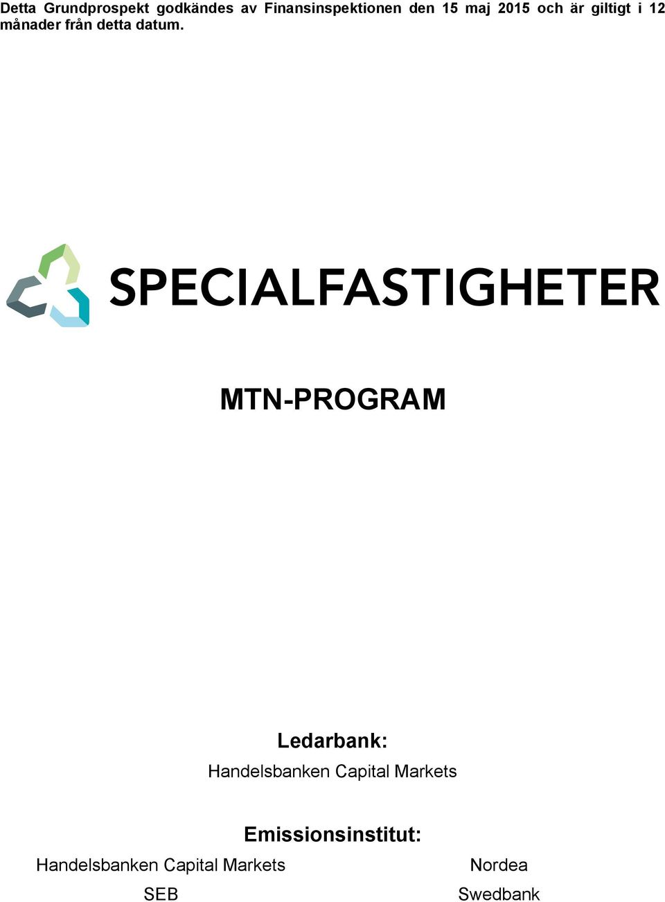 MTN-PROGRAM Ledarbank: Handelsbanken Capital Markets