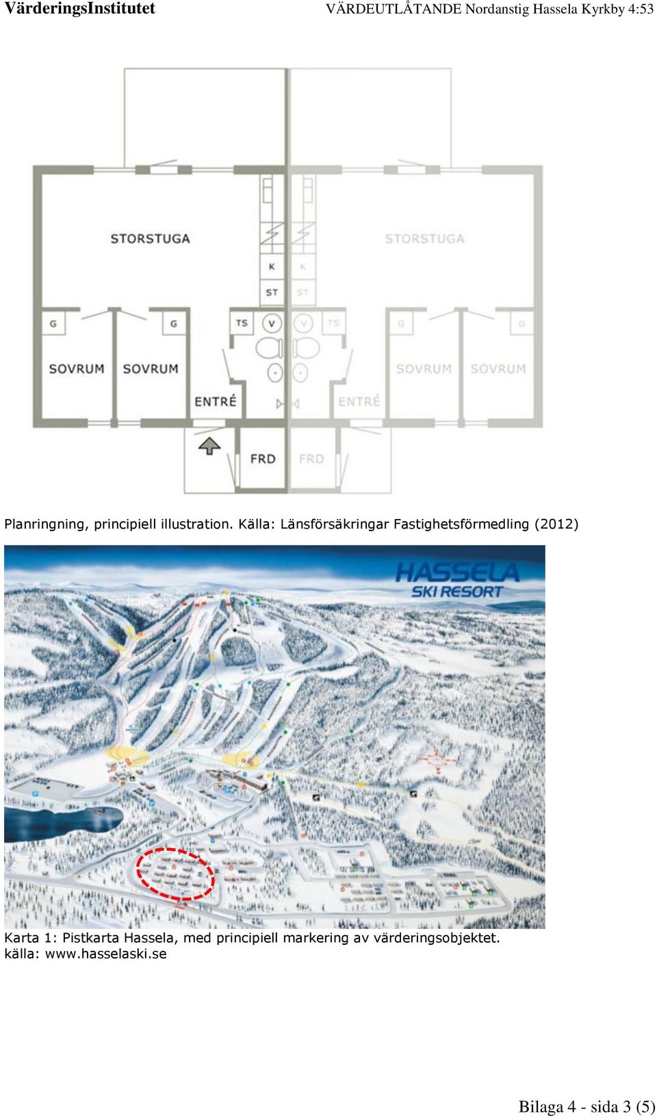 Karta 1: Pistkarta Hassela, med principiell markering