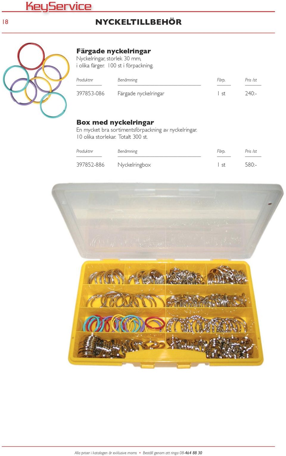 397853-086 Färgade nyckelringar 1 st 240:- Box med nyckelringar En mycket