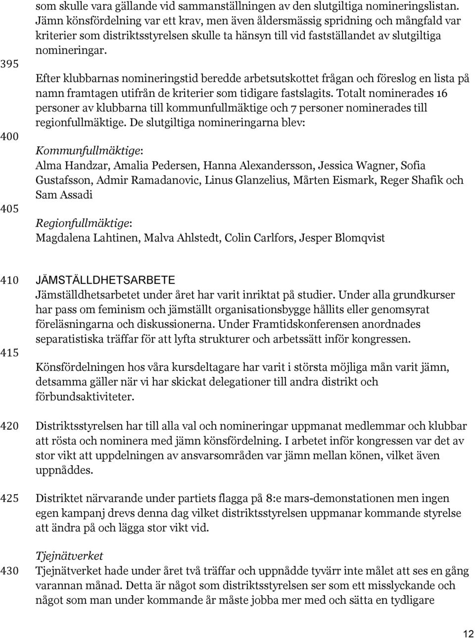 Efter klubbarnas nomineringstid beredde arbetsutskottet frågan och föreslog en lista på namn framtagen utifrån de kriterier som tidigare fastslagits.