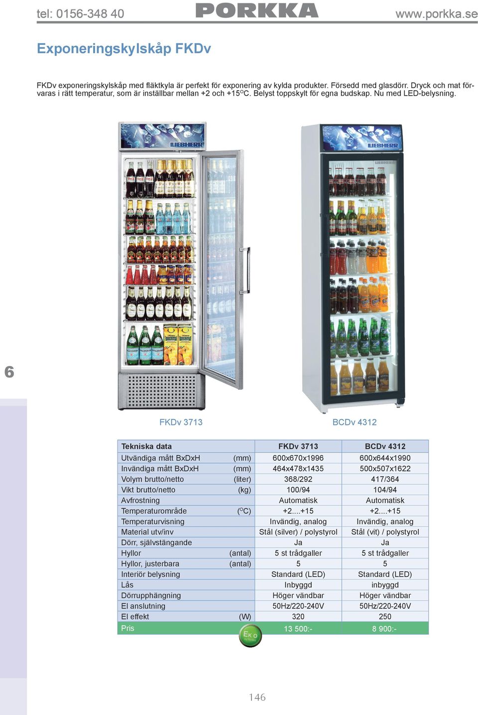 Tekniska data FKDv BCDv Utvändiga mått BxDxH (mm) 00x0x 00xx Invändiga mått BxDxH (mm) xx 00x0x Volym brutto/netto (liter) / / Vikt brutto/netto (kg) 0/ / Avfrostning Automatisk Automatisk