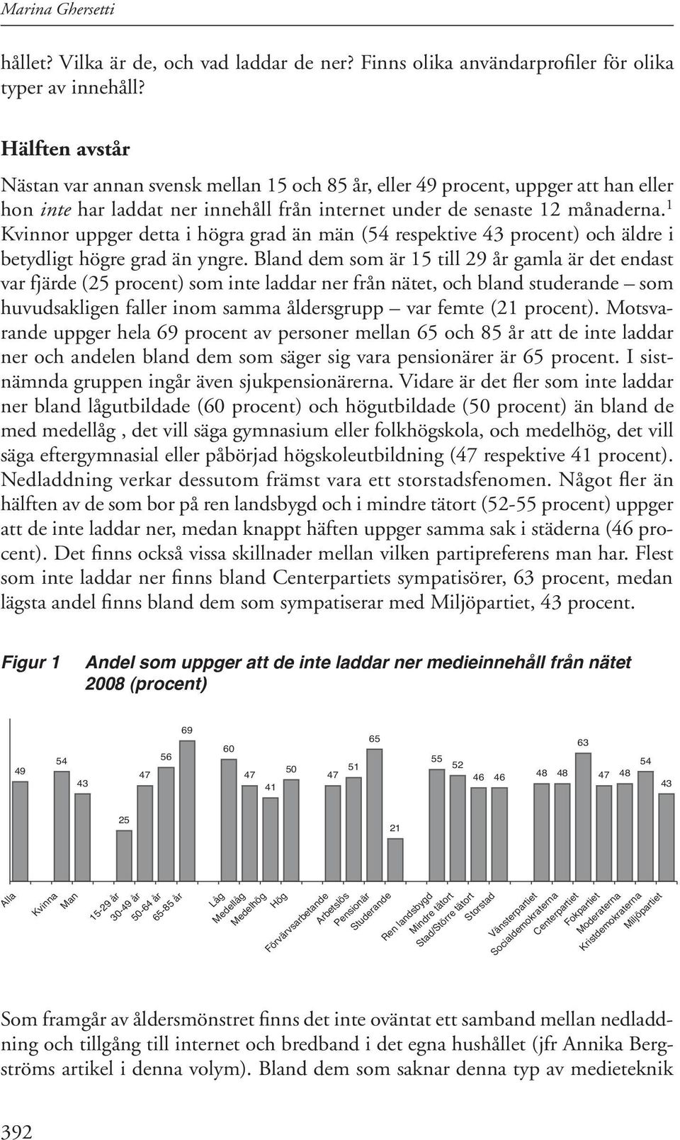 Kvinnor uppger detta i högra grad än män (54 respektive 43 procent) och äldre i betydligt högre grad än yngre.