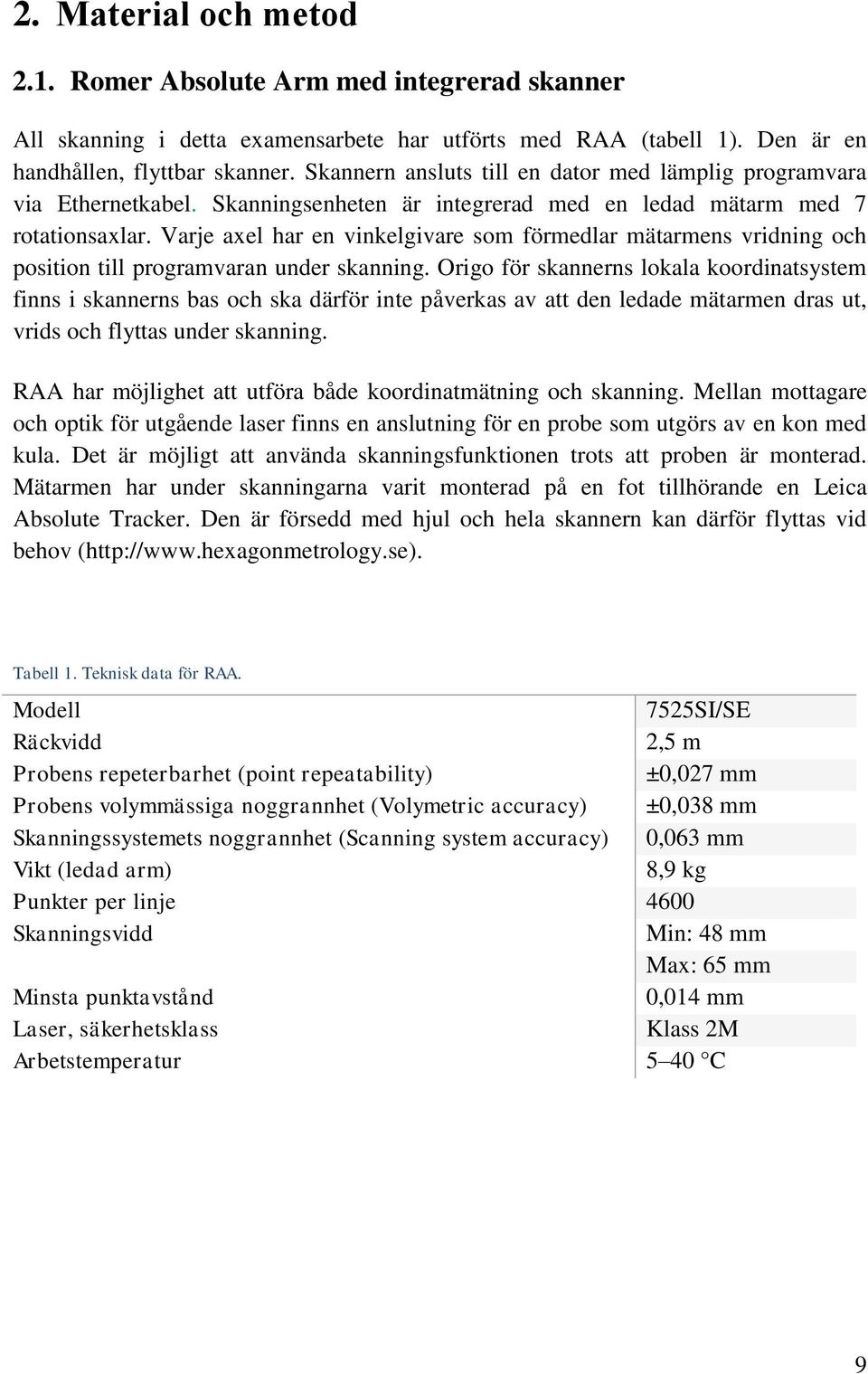 Varje axel har en vinkelgivare som förmedlar mätarmens vridning och position till programvaran under skanning.