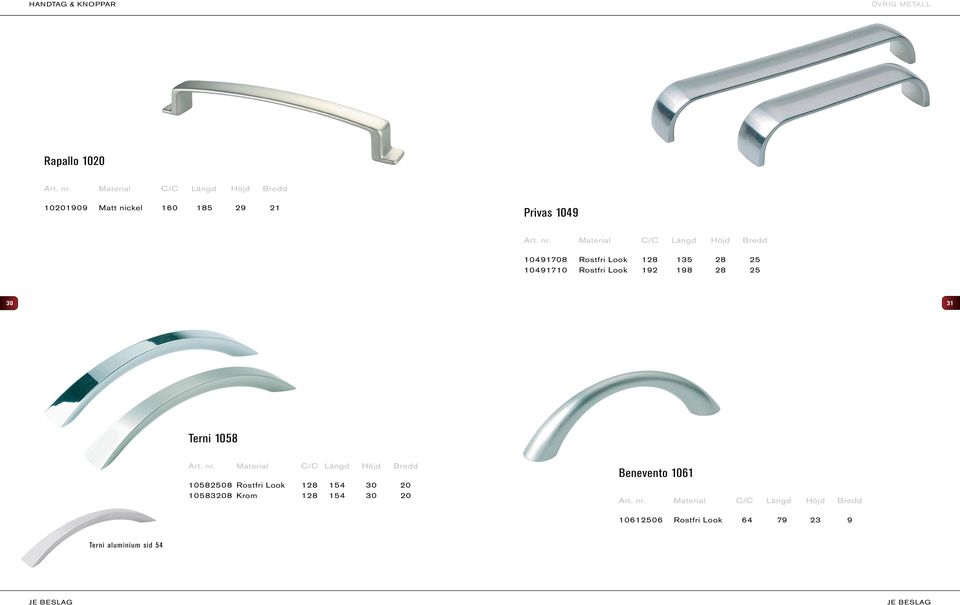 30 31 Terni 1058 10582508 Rostfri Look 128 154 30 20 10583208 Krom 128