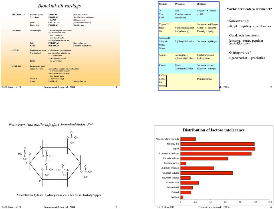Juice PEKTINAS (Aspergillus sp) Kaffe PEKTINAS (Spontan mikroflora) LUNCH: Isterband m. mos Pediococcus pentosaceus Gurksallad plantarum + S. cerevisiae + Acetobacter acetii Lättöl + S.
