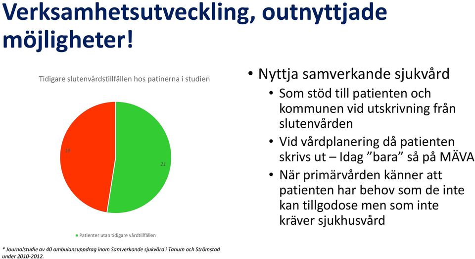 ambulansuppdrag inom Samverkande sjukvård i Tanum och Strömstad under 2010 2012.