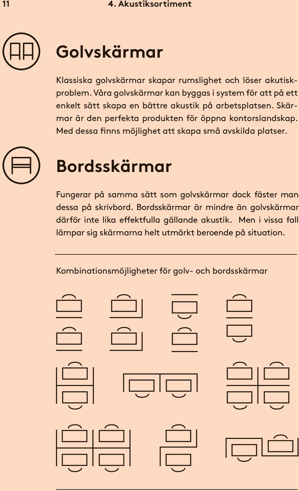 Skärmar är den perfekta produkten för öppna kontorslandskap. Med dessa finns möjlighet att skapa små avskilda platser.