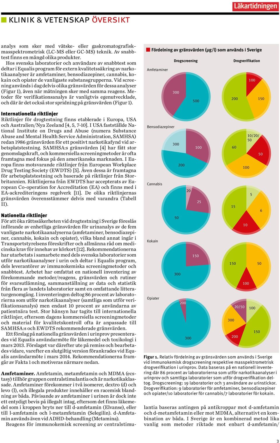 vanligaste substansgrupperna. Vid screening används i dag delvis olika gränsvärden för dessa analyser (Figur 1), även när mätningen sker med samma reagens.
