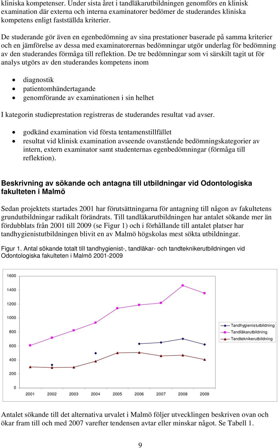 De studerande gör även en egenbedömning av sina prestationer baserade på samma kriterier och en jämförelse av dessa med examinatorernas bedömningar utgör underlag för bedömning av den studerandes