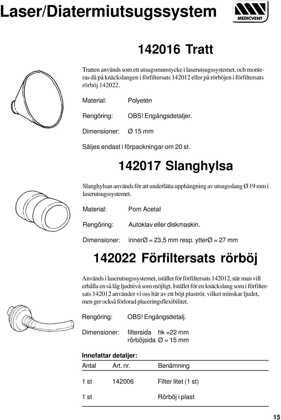 Pom Acetal Autoklav eller diskmaskin. innerø = 23,5 mm resp.